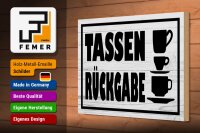 Holzschild Hinweis 30x20cm Tassen Rückgabe
