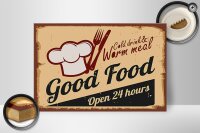 Holzschild Retro 30x20cm Cold drinks and warm meal