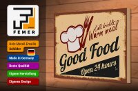 Holzschild Retro 30x20cm Cold drinks and warm meal