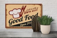 Holzschild Retro 30x20cm Cold drinks and warm meal