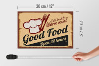 Holzschild Retro 30x20cm Cold drinks and warm meal