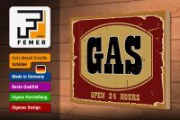 Holzschild Hinweis 30x20cm GAS open 24 hours