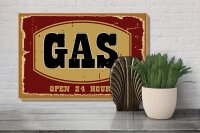 Holzschild Hinweis 30x20cm GAS open 24 hours