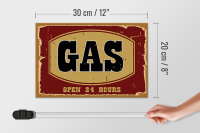 Holzschild Hinweis 30x20cm GAS open 24 hours