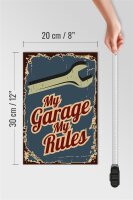 Holzschild Hinweis 20x30cm My garage my rules