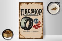 Holzschild Retro 20x30cm Tire Shop Reifen Service