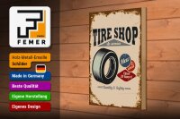 Holzschild Retro 20x30cm Tire Shop Reifen Service