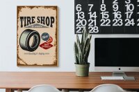 Holzschild Retro 20x30cm Tire Shop Reifen Service