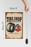 Holzschild Retro 20x30cm Tire Shop Reifen Service