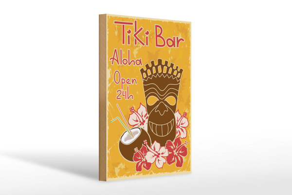 Holzschild Alkohol 20x30cm Tiki Bar Aloha Hawaii