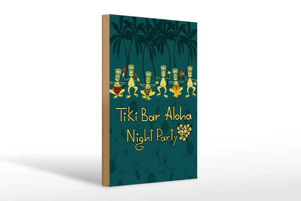 Holzschild Alkohol 20x30cm Tiki Bar Aloha Night Party