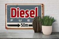 Holzschild Retro 30x20cm Diesel fuel 50 m
