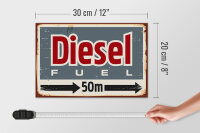 Holzschild Retro 30x20cm Diesel fuel 50 m