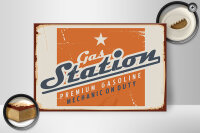 Holzschild Retro 30x20cm Gas Station Premum Tankstelle