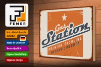 Holzschild Retro 30x20cm Gas Station Premum Tankstelle