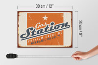 Holzschild Retro 30x20cm Gas Station Premum Tankstelle