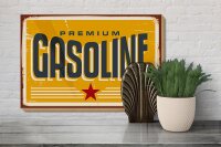 Holzschild Retro 30x20cm Premium Gasoline Tankstelle Benzin