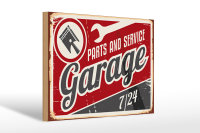 Holzschild Retro 30x20cm Garage parts service Auto Teile