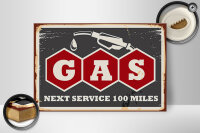 Holzschild Retro 30x20cm Gas Auto next service 100 Benzin