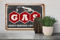 Holzschild Retro 30x20cm Gas Auto next service 100 Benzin