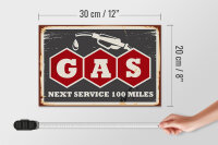 Holzschild Retro 30x20cm Gas Auto next service 100 Benzin