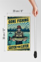 Holzschild Retro 20x30cm Gone Fishing Angeln