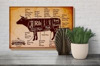 Holzschild Kuh 30x20cm Beef cuts Organic Metzgerei