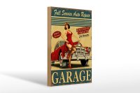 Holzschild Pinup 20x30cm Garage Full Service Auto Repair