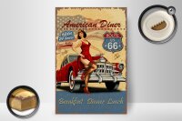 Holzschild Retro 20x30cm Pinup American Diner Breakfast
