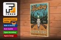 Holzschild Retro 20x30cm Hunting Time Adventure Abenteuer