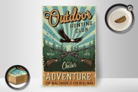 Holzschild Retro 20x30cm Outdoor hunting club Adventure