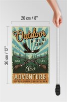 Holzschild Retro 20x30cm Outdoor hunting club Adventure