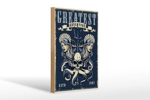 Holzschild Pinup 20x30cm greatest adventure