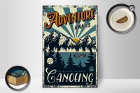 Holzschild Kanu 20x30cm Adventure awaits Canoeing Sport