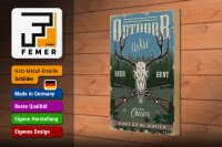Holzschild Jagd 20x30cm Outdoor wild deer hunt