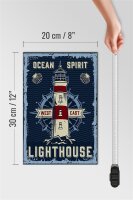 Holzschild Seefahrt 20x30cm Ocean spirit lighthouse