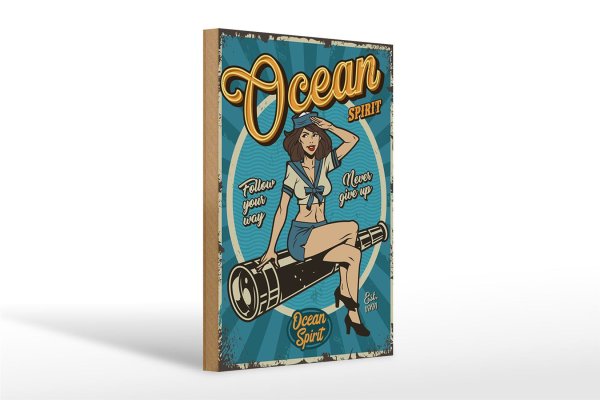 Holzschild Pinup 20x30cm Ocean spirit Seefahrt Ozean