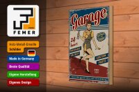 Holzschild Retro 20x30cm Pinup Garage 24 hours repair Auto