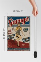 Holzschild Retro 20x30cm Pinup Garage 24 hours repair Auto