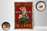 Holzschild Pinup 20x30cm Don`t mess with Girl in camo