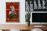 Holzschild Pinup 20x30cm Don`t mess with Girl in camo