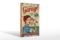 Holzschild Retro 20x30cm Pinup welcome Garage service 24/7