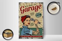 Holzschild Retro 20x30cm Pinup welcome Garage service 24/7