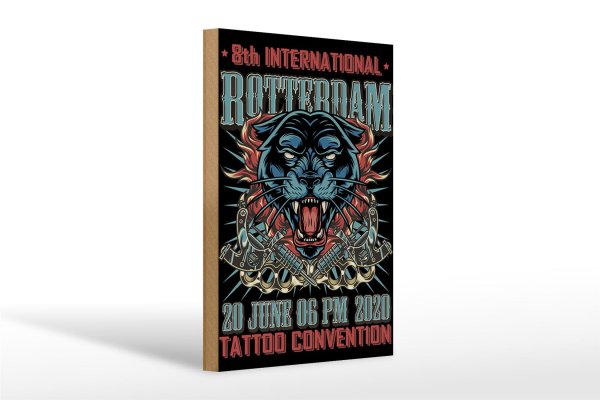 Holzschild Tattoo 20x30cm Rotterdam Convention 20 june