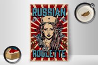 Holzschild Pinup 20x30cm russian roulette