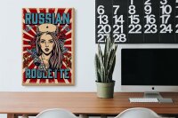 Holzschild Pinup 20x30cm russian roulette
