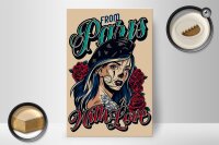 Holzschild Pinup 20x30cm Tattoo from Paris with love