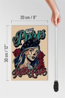 Holzschild Pinup 20x30cm Tattoo from Paris with love
