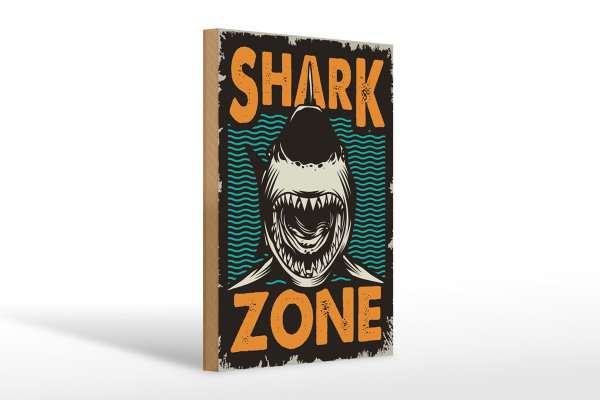 Holzschild Retro 20x30cm Shark Zone Hai See