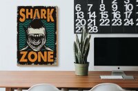 Holzschild Retro 20x30cm Shark Zone Hai See